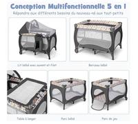 GIANTEX Lit Parapluie Bébé avec Matelas,102 cm x 72 cm x 74 cm, Boîte à Musique, 3 Jouets, Sac de Transport, pour 0-3 Ans, Coloré