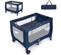 Giantex Lit Parapluie Pliant Bébé 0-36 Mois 3 en 1 avec Matelas 125 x 65 x 76CM Bleu G