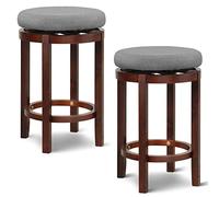 GIANTEX Lot de 2/4 tabourets de bar pivotants, tabourets de cuisine sans dossier avec coussin rembourré, pieds en bois de caoutchouc, repose-pieds, tabouret pour îlot de cuisine pour maison, pub et