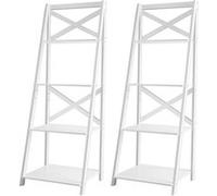 Giantex Lot de 2 Bibliothèque 4 Niveaux Moderne, MDF Étanche , 51x46x143CM, Blanc Blanc G