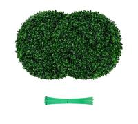 GIANTEX Lot de 2 boules topiaires artificielles de 52 cm, fausses plantes sphériques avec feuilles perpétuelles, résistantes au soleil, arbustes verts ronds pour jardin, patio, véranda, mariage