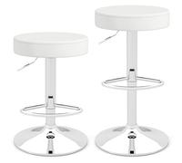 GIANTEX Lot de 2 Chaises de Bar, Tabouret Bar Pivotant à 360° avec Repose-Pieds, Base Ronde et Antidérapante, Hauteur Réglable de 65-85 cm, Chaises Hautes pour Cuisine, Bar et Salon, Blanc