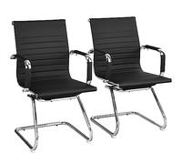GIANTEX Lot de 2 Chaises de Bureau Cantilever Ergonomique avec Accoudoirs, Chaises Visiteurs Cadre Métal Robuste, Chaises de Réception Modernes pour Bureau, Réunion, Conférence, Salle d’Attente, Noir