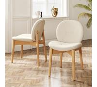 GIANTEX Lot de 2 chaises de salle à manger, rembourrées, pour cuisine, salon, salle à manger, avec dossier ergonomique, en bois, charge maximale : 150 kg, sans accoudoirs - 50 x 60 x 84 cm