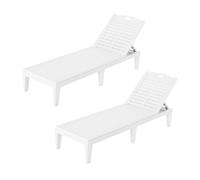 GIANTEX Lot de 2 chaises longues réglables en 5 positions, résistantes aux intempéries, pour jardin, plage et terrasse, en plastique, 160 kg, 187 x 55 x 28 cm