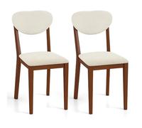 GIANTEX Lot de 2 Chaises Salle a Manger Bois, Chaises de Cuisine, Pieds en Bois de Caoutchouc, Siège et Dossier Rembourrés, Charge 180 kg, Fauteuils sans Accoudoirs pour Salon, Bureau, Noyer