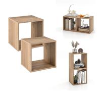 GIANTEX Lot de 2 Cubes de Rangement en Bois Empilables- Etagère de Rangement- Bibliothèque- Table de Chevet- Salon, Chambre-