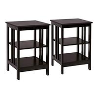GIANTEX Lot de 2 tables de chevet à 3 niveaux - Table basse en bois - Petite table basse - Table basse - Table à thé - Table de salon - Table de chevet - 40 x 40 x 61 cm - Pour salon, chambre à