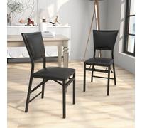GIANTEX Lot de 2 Tabourets de Bar Pliante avec Dossier Haut, Chaise de Bar Pliable avec Rembourré en Éponge & Cadre en Métal, Chaise Pliante pour Cuisine, Salle à Manger, Restaurant