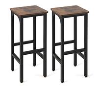 GIANTEX Lot de 2 Tabourets de Bar, Tabourets de Comptoir avec Repose-Pieds, Structure en Métal, Pieds Réglables, Style Industriels, pour la Cuisine, la Salle à Manger, Le Bistrot, Brun Rustique