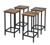 GIANTEX Lot de 4 Tabourets de Bar Industriel en Bois avec Repose-Pied, Cadre en Fer, Hauteur Assise 72 CM, pour Cuisine, Salon, Café, Bistrot (30x30x72cm)