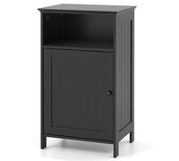 GIANTEX Meuble de salle de bain en bois avec porte simple et étagère réglable pour chambre à coucher, salon, 40 x 30 x 70 cm, blanc/gris/noir (Noir)