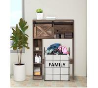 GIANTEX Meuble Dessus Toilettes WC avec Porte Coulissante+4 Étagères, Meuble/Colonne Salle de Bain Style Industriel,84x17x128 CM