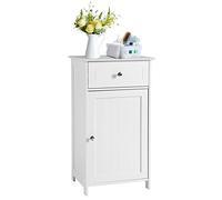 Giantex Meuble Salle de Bain Rangement, Armoire sur Pied avec Tiroir & Porte & Étagère Réglable 3 Positions, Organisateur Rangement Placard Commode pour Toilette Salon Chambre, 43 x 34 x 77 CM, Blanc