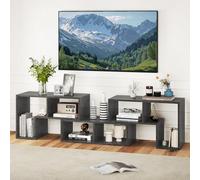 GIANTEX Meuble TV Combiné Libre avec Étagères Ouvertes, Meuble Télé 3 Pièces en MDF Jusqu’à 65 Pouces, Meuble TV Bois pour Salon Chambre et Bureau, 134-180x30x43 cm, Gris