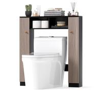 GIANTEX Meuble WC de Rangement Au-Dessus des Toilettes, Meuble de Salle de Bain avec Étagères Réglables Ouverts, Armoire de Toilette Autoportante, 87,5 x 18 x 98 cm (Noir)