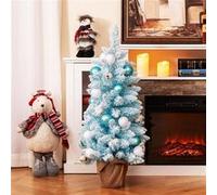 Giantex Mini Sapin de Noël Artificiel 90 cm,Sapin de Noël Pré-décoré (Bleu) Bleu