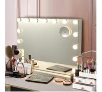 GIANTEX Miroir de Maquillage 15 LED- avec Écran Tactile/Loupe de Grossissant 10X/Haut-Parleur Bluetooth- Lumière 3 Modes Réglable