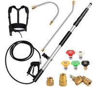 COSTWAY Lance Télescopique pour Nettoyeur Haute Pression 550CM 5 Buses de Pulvérisation, 2 Adaptateurs, Coupleur Pivotant en