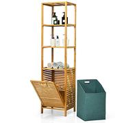 GIANTEX Panier à Linge avec Étagères, Étagère de Salle de Bain avec Bacs à Linge, Corbeille à Linge en Bambou, 30,5 x 27 x 51 cm, Naturel (3 Etagères)