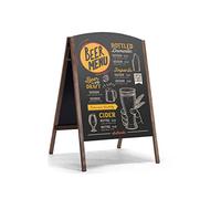 GIANTEX Panneau Publicitaire, Panneau de Trottoir avec Chevalet & Cadre en Bois Pliable pour Ecrire avec Craies,Chevalet Bois Ardoise pour Bar Café Restaurant (60 x 80 x 101 cm)