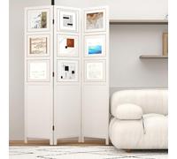 GIANTEX Paravent Interieur à 3 Panneaux, 9 Cadres Photos Rotatifs en Bois de Paulownia, Separateur de Pieces Pliable, Cloison de Separation pour Maison, Bureau, Protection Privée, 121 x 170 cm, Blanc