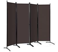 Giantex Paravent Intérieur avec 4 Panneaux, Cloison de Séparation Pliante avec Cadre en Fer Robuste, Séparateurs de Pièces Extérieur, 220x55x173 cm (Café)