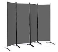 Giantex Paravent Intérieur avec 4 Panneaux, Cloison de Séparation Pliante avec Cadre en Fer Robuste, Séparateurs de Pièces Extérieur, 220x55x173 cm (Gris)