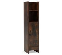 GIANTEX Petit Meuble Salle de Bain 20 cm de Largeur, Armoire Salle de Bain, Étagère Réglable à 3 Niveaux, 1 Porte, 2 Étagères Ouvertes, Petit Meuble WC pour Papier Toilette, 20 x 18 x 80 cm, Marron