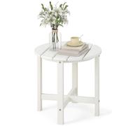 Giantex Petite table ronde de patio, table d'appoint d'extérieur en PEHD avec capacité de charge de 100 kg, table de jardin pour intérieur et extérieur (blanc)