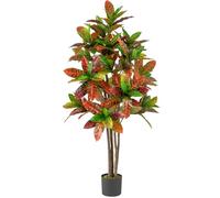 GIANTEX Plante Artificielle Croton 150 CM, Arbre en Pot avec Feuilles Multi-Couleurs en PEVA, Tronc en Bois Massif, Mousse Réaliste, Arbre Croton Faux pour Salon, Bureau, Bureau, Mariage, Fête