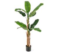 GIANTEX Plante Artificielle Intérieur, Fausse Plante Bananier 165 CM en Pot avec Ciment, 2 Tiges Réalistes & 10 Grandes Feuilles, Arbre Artificiel Intérieur Extérieur Maison Jardin Bureau