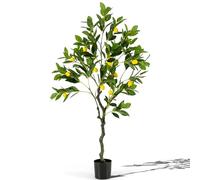 GIANTEX Plante Artificielle Intérieur, Fausse Plante Citronnier 120 CM en Pot avec Ciment, 18 Citrons, Tige & Feuilles Réalistes, Arbre Artificiel Intérieur Extérieur Maison Jardin Bureau