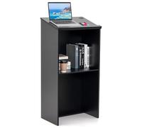 GIANTEX Podium - Présentoir d'hôtesse pour conférencier avec surface de rangement et trous pour câble - Pupitre pour église - Bureau debout en bois pour salle de classe, bureau, restaurant, séminaire