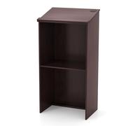 GIANTEX Podium, Support d'hôtesse pour orateur avec étagère et trous de câbles, pupitre pour église, bureau debout en bois pour salle de ureau, restaurant, séminaire, 58 x 40 x 117 cm (marron