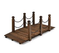 GIANTEX Pont de Jardin en Bois, Pont paysager, Ancien Pont à Arc, Pont décoratif pour Jardin, Cavalier avec passerelle arquée, Pont avec Rampe, portée de 120 kg, 150 x 67 x 55 cm