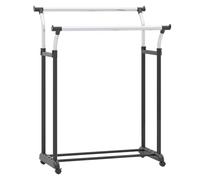 GIANTEX Portant a Vetements Double Tringle, Porte-vetements Portable avec Hauteur Réglable et Roulettes, Portant en Métal Robuste avec Roulettes pour Chambre, Buanderie, Vestiaire