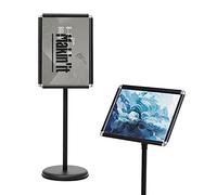 GIANTEX Porte Affiche sur Pied, Présentoir sur Pied A3 en Aluminium, Panneaux d’Affichage Rotation à 360°, Hauteur Réglable 89,5-134CM, Présentoir Mariage Hall d'Entrée Bureau (Noir, 1)