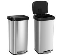 GIANTEX Poubelle à Pédale en Acier Inox, Poubelle Cuisine 68 Litres en Plastique avec Couvercle à Fermeture Douce, Poubelle Tri Sélectif avec Compartiment Désodorisant 40 x 38 x 78 CM
