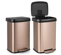 GIANTEX Poubelle Cuisine 50 Litres avec Couvercle, Poubelle à Pédale avec Compartiment Désodorisant, Poubelle Rectangulaire en Acier Inoxydable, pour Bureau, Cuisine, Salon, Salle de Bain (Or Rose)