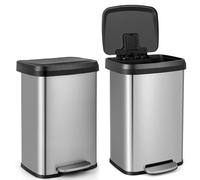 GIANTEX Poubelle Cuisine 50 Litres avec Couvercle, Poubelle à Pédale avec Compartiment Désodorisant, Poubelle Rectangulaire en Acier Inoxydable, pour Bureau, Cuisine, Salon, Salle de Bain (Argenté)