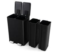 GIANTEX Poubelle Tri Sélectif Double Compartiments 2 x 30L en Acier Inoxydable, Poubelle à Pédale, Boîte Désodorisante, Couvercle Lisse & Silencieux, 2 Seaux Amovibles, Poubelle Recyclage Cuisine