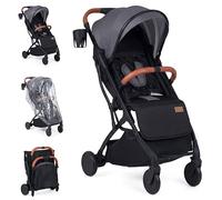 GIANTEX Poussette Bebe Pliable, Poussette Canne Compacte avec Capote Réglable et Dossier Inclinable, Harnais à 5 Points, Housse de Pluie, Porte-gobelet & Panier de Rangement, pour 0-3 Ans (Gris)