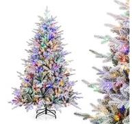 Giantex Sapin de Noël 186 cm, 8 Modes d'Eclairage, Lumières LED Multicolores Vert
