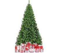 COSTWAY Sapin de Noël Artificiel 225CM Aiguilles en PVC avec 1346 Branches Pied Métallique Solide,pour Maison,Bureau,Magasins Hôtels