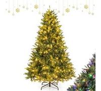 Giantex Sapin de noël artificiel 180cm arbre de noël artificiel avec 350 lumières led Vert