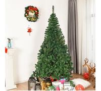 GIANTEX Sapin de Noël Artificiel 2,1 M, Arbre de Noël avec Socle en Métal, 950 Branches en PVC, Idéale Décoration de Fêtes, Vert
