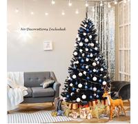 GIANTEX Sapin de Noël Artificiel 2,25M, Arbre de Noël avec Support en Fer Pliable, 1258 Branches en PVC, Décoration de Fête, Noir