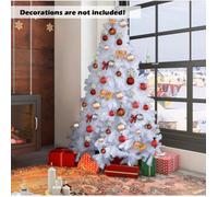 GIANTEX Sapin de Noël Artificiel 2,4 M, Arbre de Noël avec Support en Métal, 1138 Branches en PVC, Parfaite Décor de Fêtes, Blanc