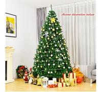 GIANTEX Sapin de Noël Artificiel 270CM, Arbre de de Noël avec Support en Fer, Structure Articulée, 3594 Branches, Décoration de